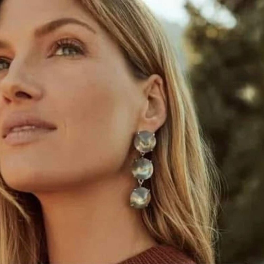NWOT Kendra Scott Jolie Statement Earrings Gray Illusion Stones RV$158
